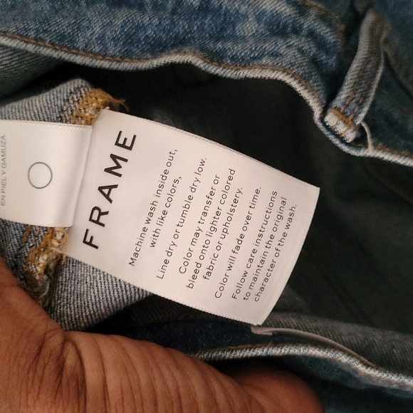 Frame le high straight python print leather patchwork jeans Size 29 - Picture 9 of 11